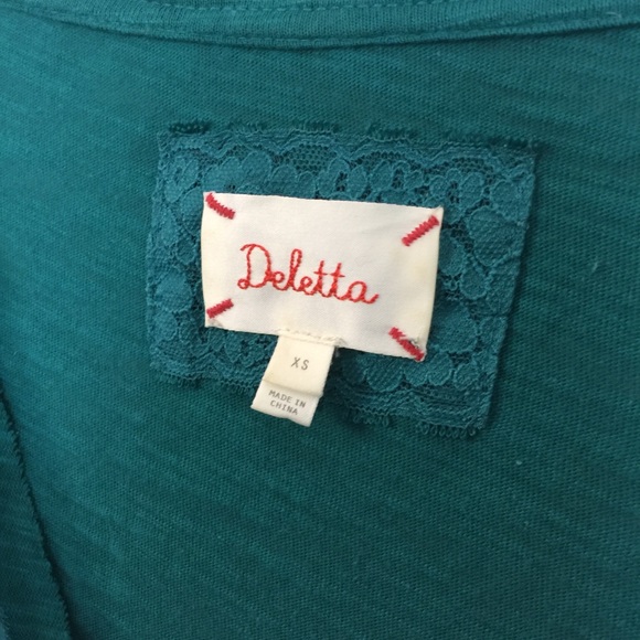 Deletta Teal Beaded Neck Short Sleeve Blouse Top - Picture 4 of 8